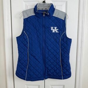 G-III Sports Kentucky Wildcats Quilted Vest Womens Large Blue Full Zip UK Logo